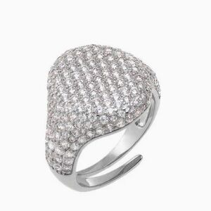 Adina Eden Silver Pave Adjustable Statement Ring